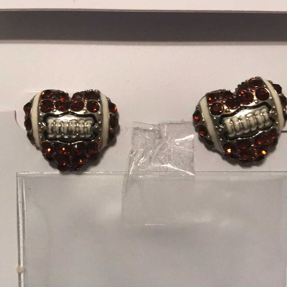 Football heart shaped earrings